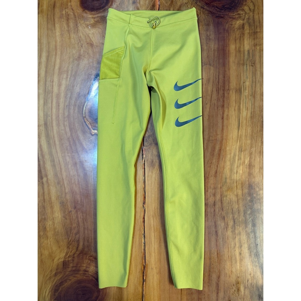 Nike Women's Leggings Small Dri Fit FN3223 Full Length Mustard Athletic Q3-14